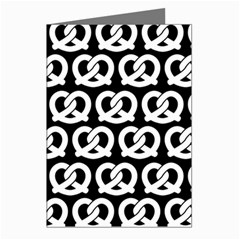 Black And White Pretzel Illustrations Pattern Greeting Cards (pkg Of 8) by GardenOfOphir