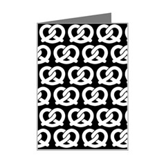 Black And White Pretzel Illustrations Pattern Mini Greeting Card by GardenOfOphir