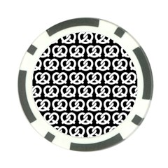 Black And White Pretzel Illustrations Pattern Poker Chip Card Guard by GardenOfOphir