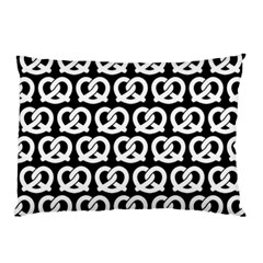 Black And White Pretzel Illustrations Pattern Pillow Case by GardenOfOphir