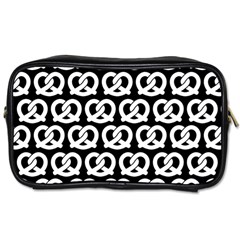 Black And White Pretzel Illustrations Pattern Toiletries Bag (one Side) by GardenOfOphir