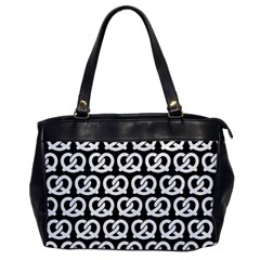 Black And White Pretzel Illustrations Pattern Oversize Office Handbag by GardenOfOphir