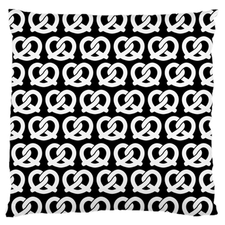 Black And White Pretzel Illustrations Pattern Standard Premium Plush Fleece Cushion Case (Two Sides)