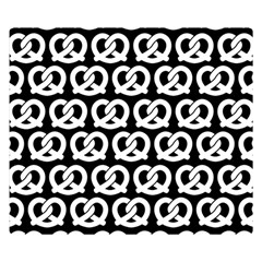 Black And White Pretzel Illustrations Pattern Premium Plush Fleece Blanket (small) by GardenOfOphir