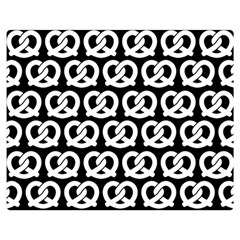 Black And White Pretzel Illustrations Pattern Premium Plush Fleece Blanket (medium) by GardenOfOphir