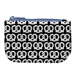 Black And White Pretzel Illustrations Pattern Large Coin Purse Front