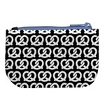 Black And White Pretzel Illustrations Pattern Large Coin Purse Back