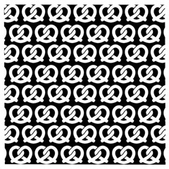 Black And White Pretzel Illustrations Pattern Wooden Puzzle Square by GardenOfOphir