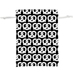 Black And White Pretzel Illustrations Pattern Lightweight Drawstring Pouch (xl) by GardenOfOphir