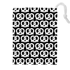 Black And White Pretzel Illustrations Pattern Drawstring Pouch (4xl) by GardenOfOphir