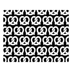 Black And White Pretzel Illustrations Pattern One Side Premium Plush Fleece Blanket (large) by GardenOfOphir