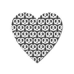 Gray Pretzel Illustrations Pattern Heart Magnet by GardenOfOphir