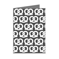 Gray Pretzel Illustrations Pattern Mini Greeting Card by GardenOfOphir