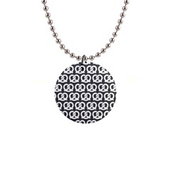 Gray Pretzel Illustrations Pattern 1  Button Necklace