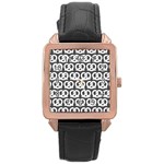 Gray Pretzel Illustrations Pattern Rose Gold Leather Watch  Front