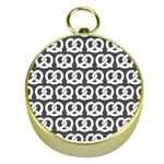 Gray Pretzel Illustrations Pattern Gold Compasses Front