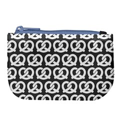 Gray Pretzel Illustrations Pattern Large Coin Purse by GardenOfOphir