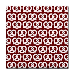 Red Pretzel Illustrations Pattern Tile Coaster by GardenOfOphir