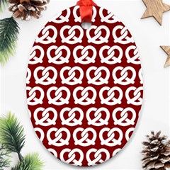 Red Pretzel Illustrations Pattern Ornament (oval) by GardenOfOphir