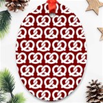 Red Pretzel Illustrations Pattern Ornament (Oval) Front