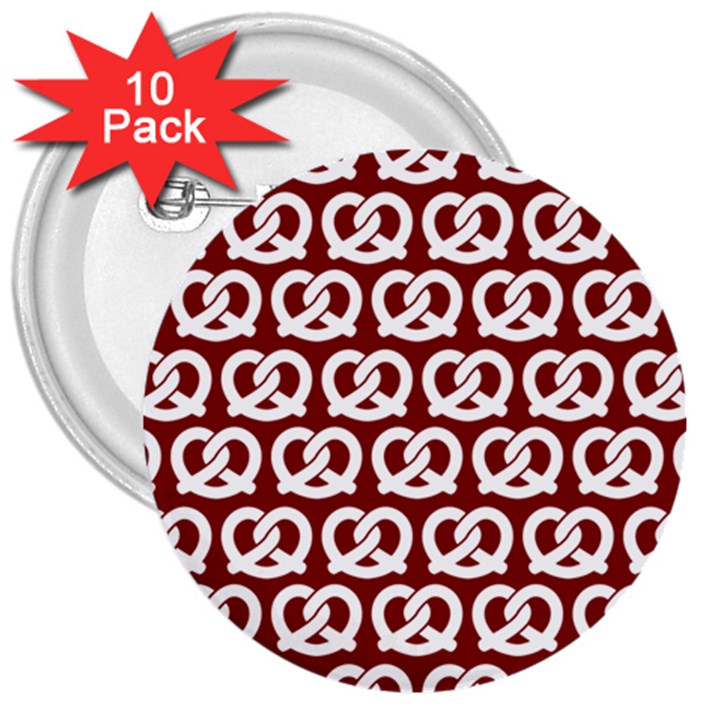 Red Pretzel Illustrations Pattern 3  Buttons (10 pack) 