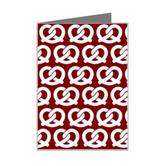 Red Pretzel Illustrations Pattern Mini Greeting Card by GardenOfOphir