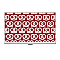 Red Pretzel Illustrations Pattern Business Card Holder by GardenOfOphir