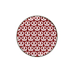 Red Pretzel Illustrations Pattern Hat Clip Ball Marker by GardenOfOphir