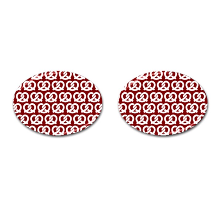 Red Pretzel Illustrations Pattern Cufflinks (Oval)