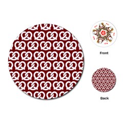 Red Pretzel Illustrations Pattern Playing Cards Single Design (round) by GardenOfOphir