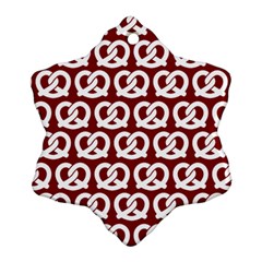 Red Pretzel Illustrations Pattern Snowflake Ornament (two Sides) by GardenOfOphir