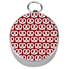 Red Pretzel Illustrations Pattern Silver Compasses by GardenOfOphir