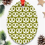 Olive Pretzel Illustrations Pattern Ornament (Oval) Front