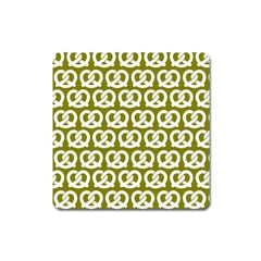 Olive Pretzel Illustrations Pattern Square Magnet by GardenOfOphir