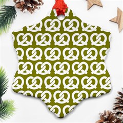 Olive Pretzel Illustrations Pattern Snowflake Ornament (two Sides) by GardenOfOphir