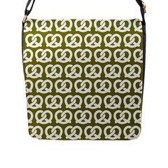 Olive Pretzel Illustrations Pattern Flap Closure Messenger Bag (l) by GardenOfOphir