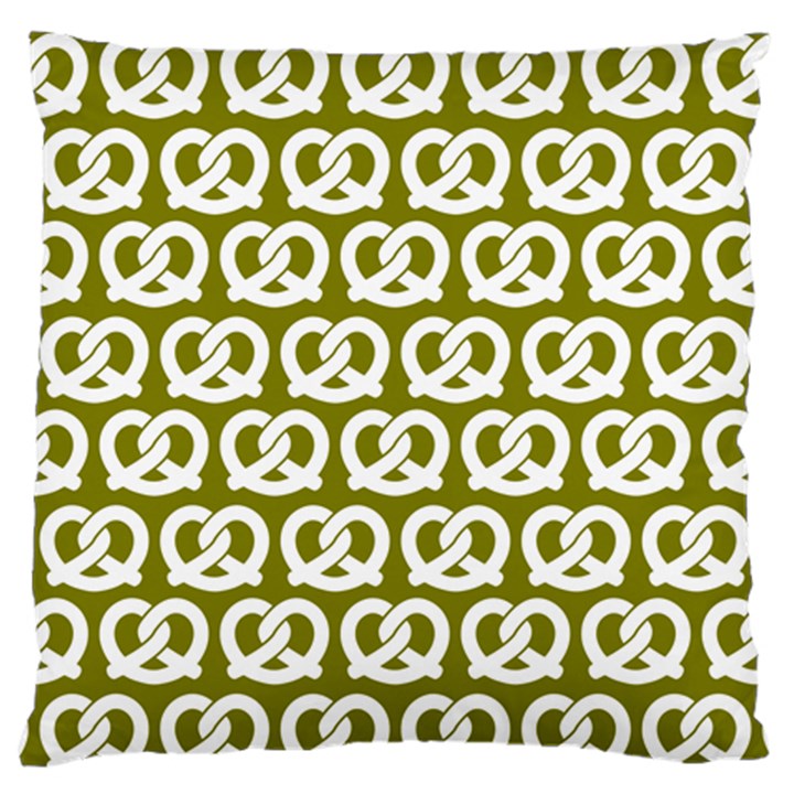 Olive Pretzel Illustrations Pattern Large Premium Plush Fleece Cushion Case (Two Sides)