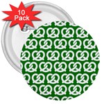 Green Pretzel Illustrations Pattern 3  Buttons (10 pack)  Front