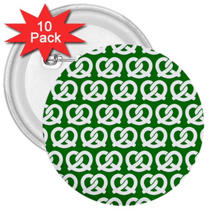 Green Pretzel Illustrations Pattern 3  Buttons (10 pack) 