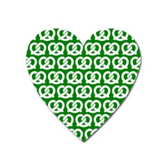 Green Pretzel Illustrations Pattern Heart Magnet by GardenOfOphir