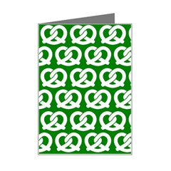 Green Pretzel Illustrations Pattern Mini Greeting Card by GardenOfOphir