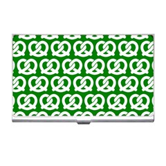 Green Pretzel Illustrations Pattern Business Card Holder by GardenOfOphir