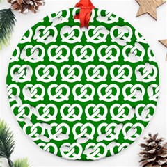 Green Pretzel Illustrations Pattern Round Filigree Ornament (two Sides)