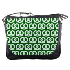 Green Pretzel Illustrations Pattern Messenger Bag by GardenOfOphir