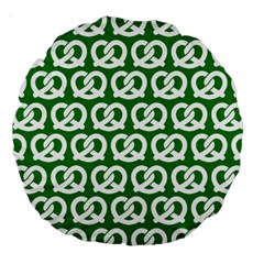 Green Pretzel Illustrations Pattern Large 18  Premium Round Cushions by GardenOfOphir