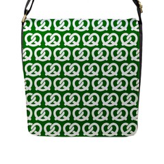 Green Pretzel Illustrations Pattern Flap Closure Messenger Bag (l) by GardenOfOphir