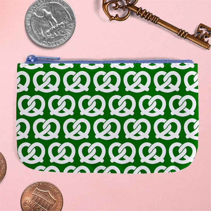 Green Pretzel Illustrations Pattern Large Coin Purse