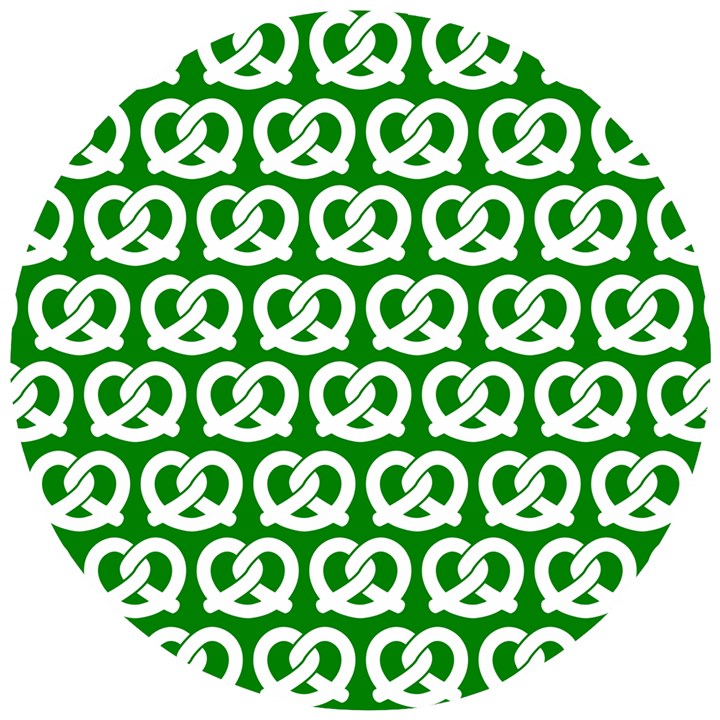 Green Pretzel Illustrations Pattern Wooden Puzzle Round