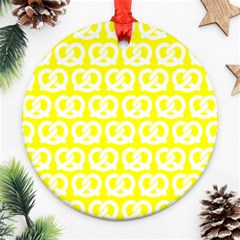 Yellow Pretzel Illustrations Pattern Ornament (round) by GardenOfOphir