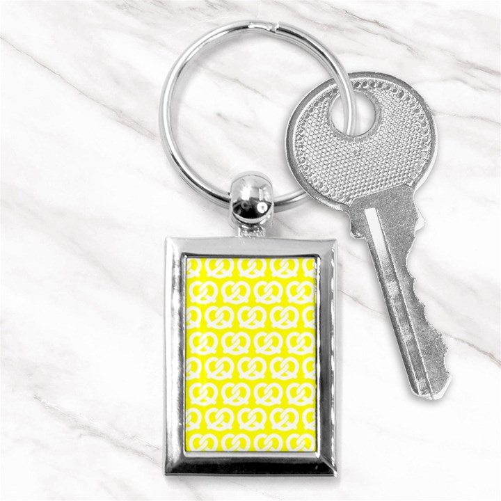 Yellow Pretzel Illustrations Pattern Key Chain (Rectangle)